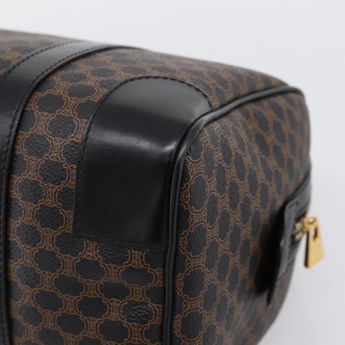 CELINE Macadam Canvas Boston Bag PVC Leather Black Gold Auth 195373V
