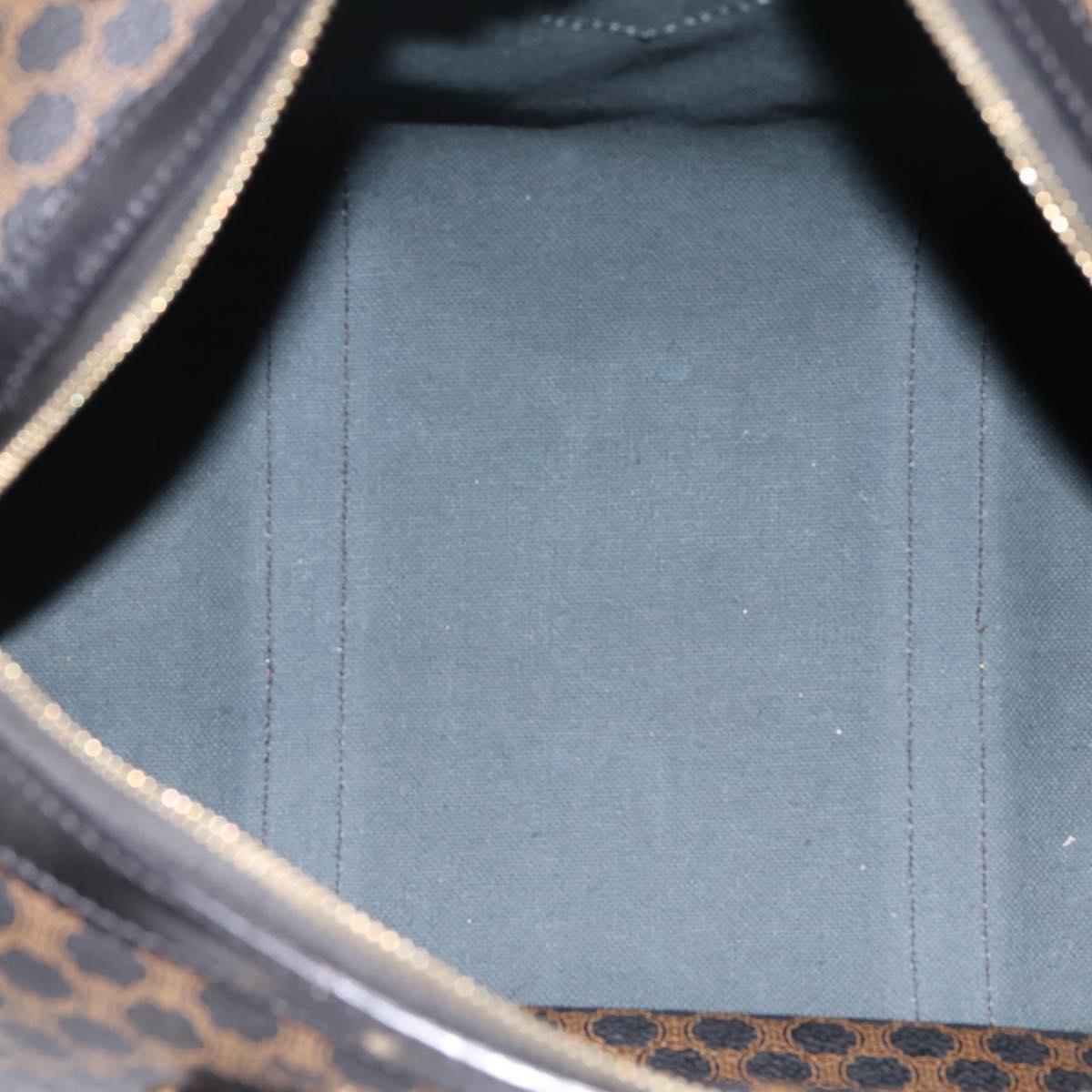 CELINE Macadam Canvas Boston Bag PVC Leather Black Gold Auth 195373V