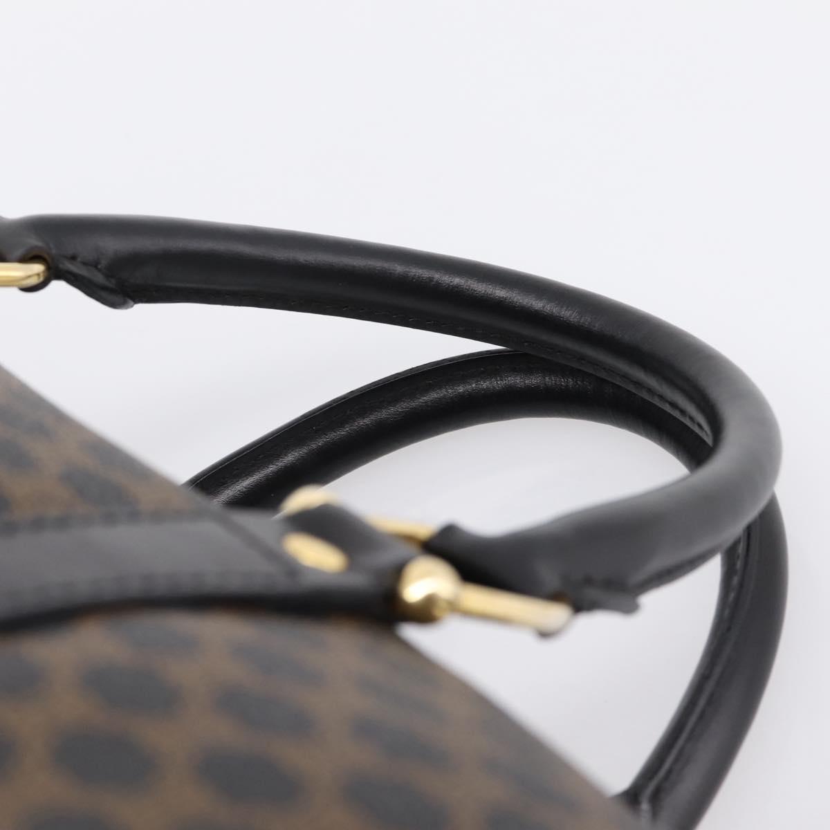 CELINE Macadam Canvas Boston Bag PVC Leather Black Gold Auth 195373V