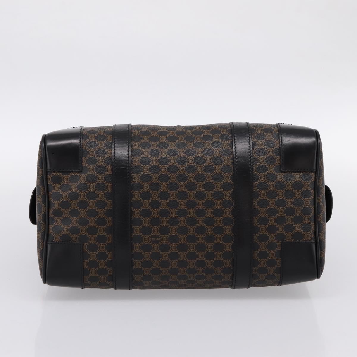 CELINE Macadam Canvas Boston Bag PVC Leather Black Gold Auth 195373V