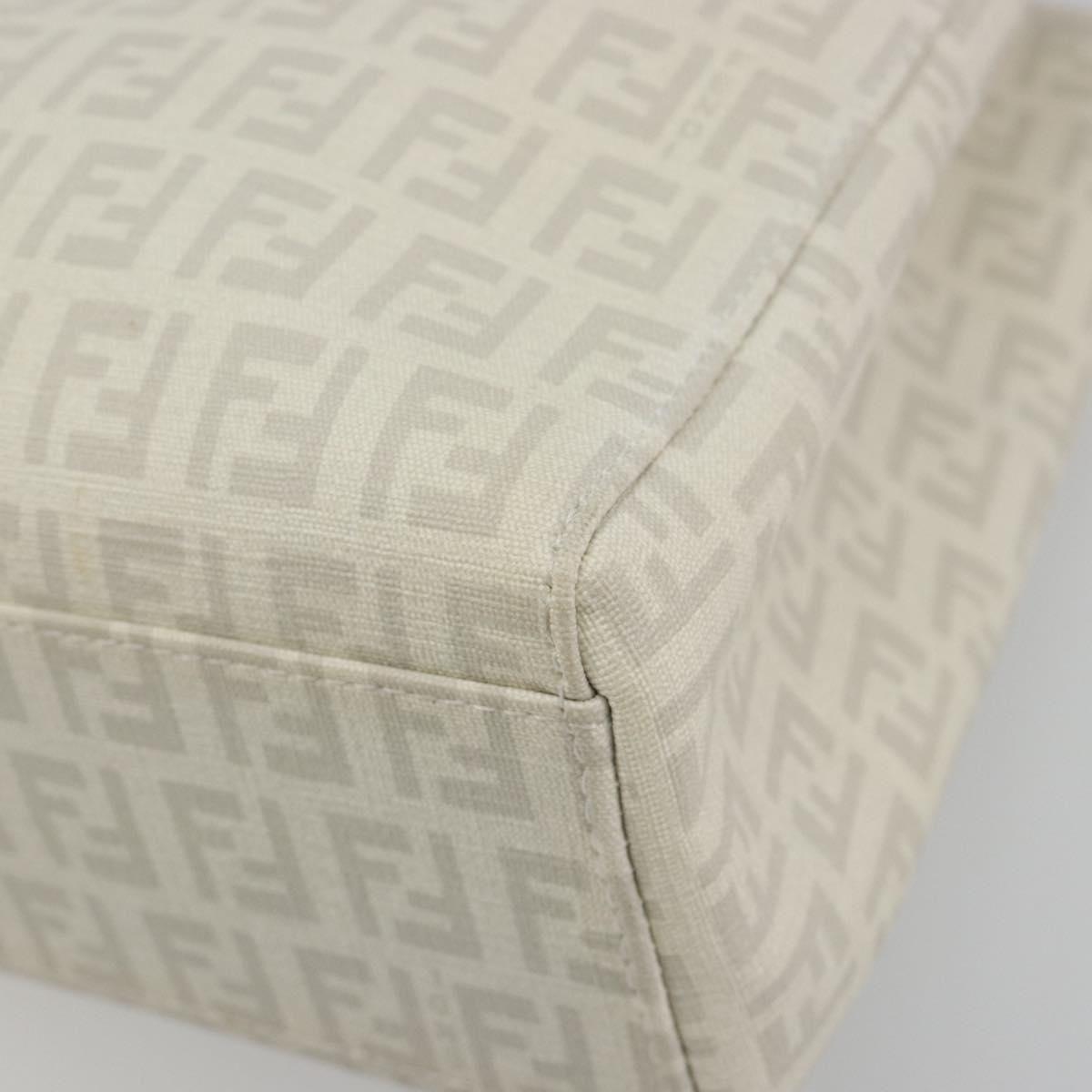 FENDI Zucchino Hand Bag PVC Leather White Silver 8BH132 Auth 195377V