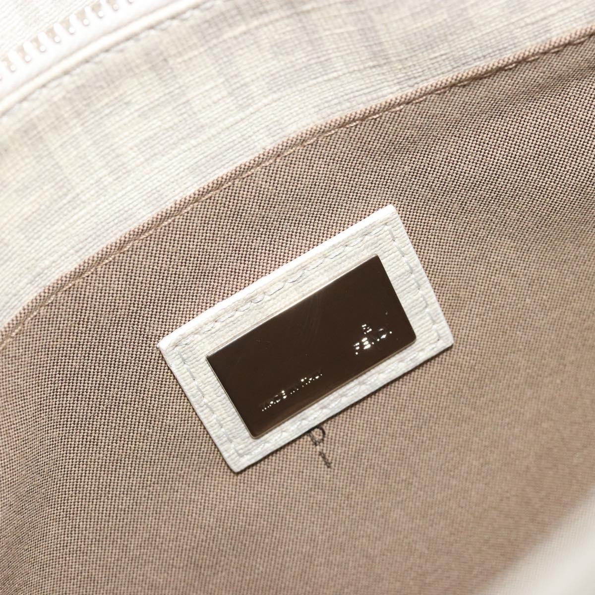 FENDI Zucchino Hand Bag PVC Leather White Silver 8BH132 Auth 195377V
