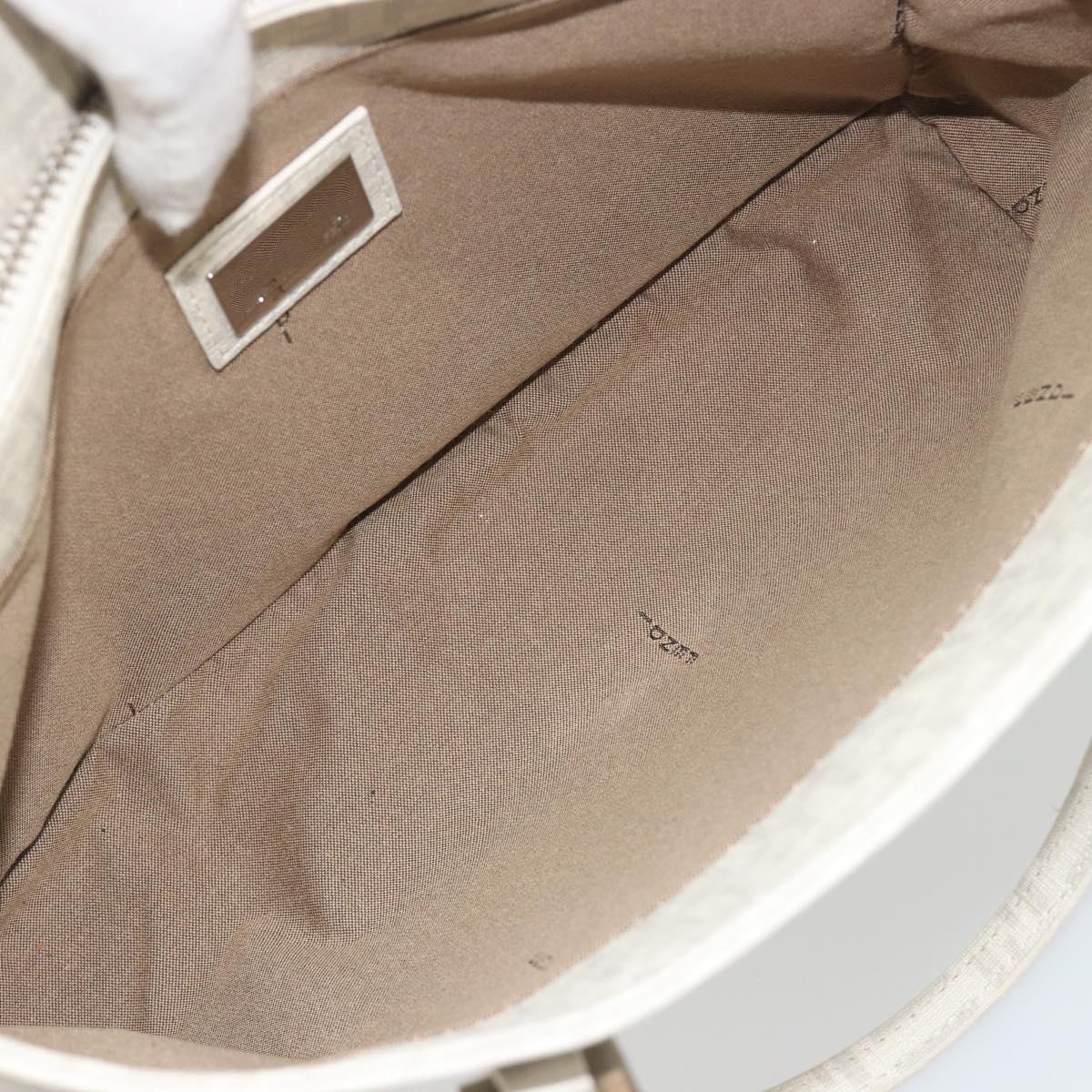 FENDI Zucchino Hand Bag PVC Leather White Silver 8BH132 Auth 195377V