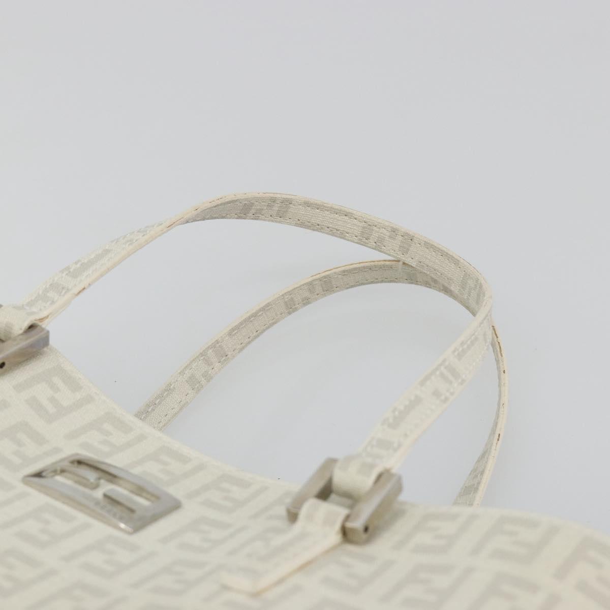 FENDI Zucchino Hand Bag PVC Leather White Silver 8BH132 Auth 195377V