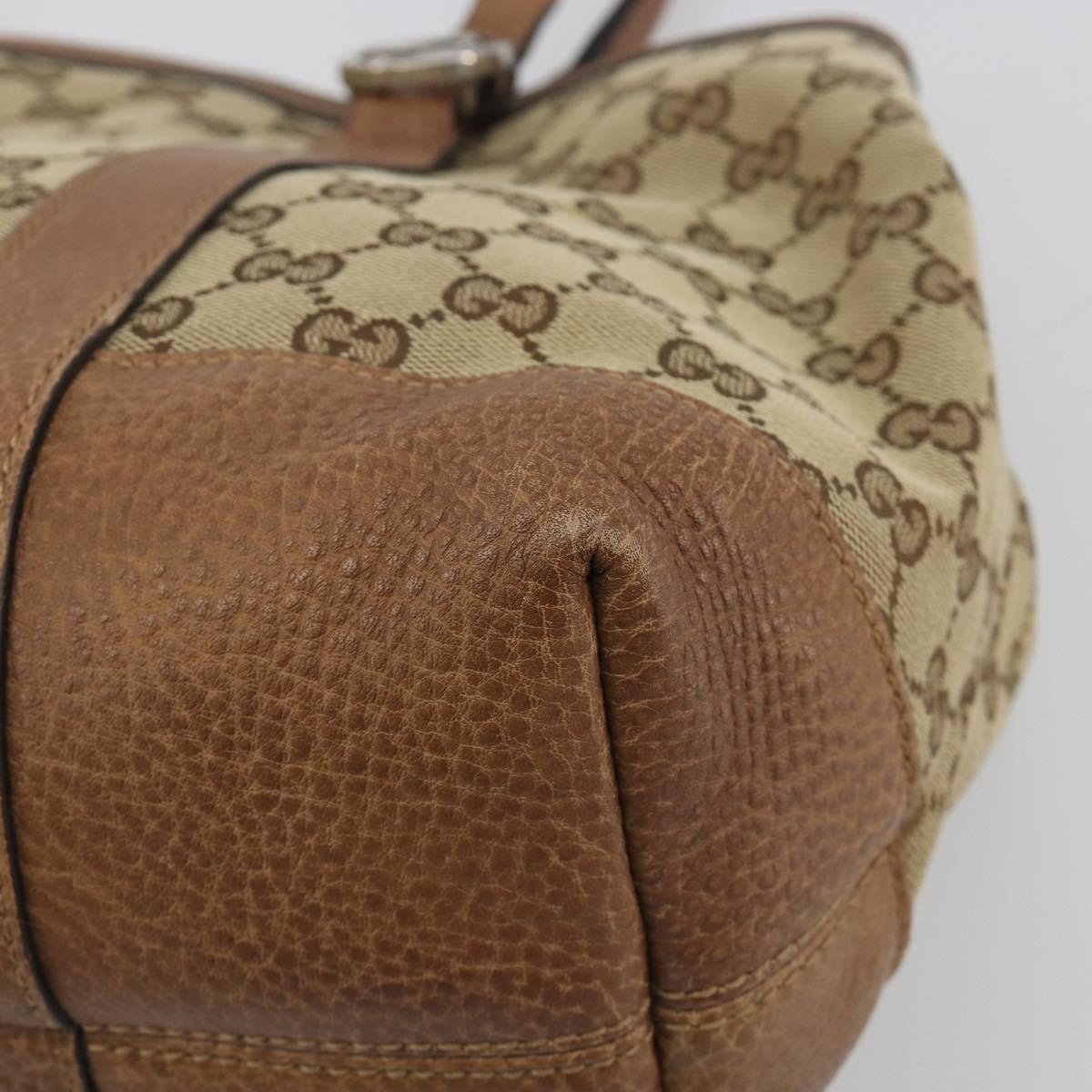 GUCCI GG Canvas Tote Bag Beige Silver 353122 Auth 195380V
