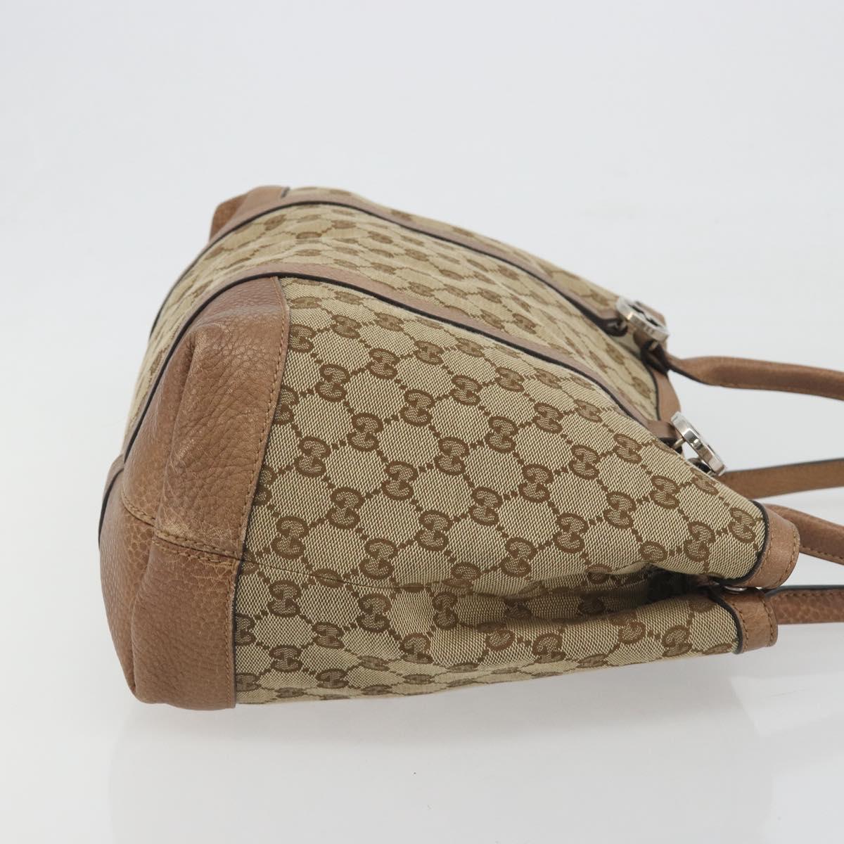 GUCCI GG Canvas Tote Bag Beige Silver 353122 Auth 195380V