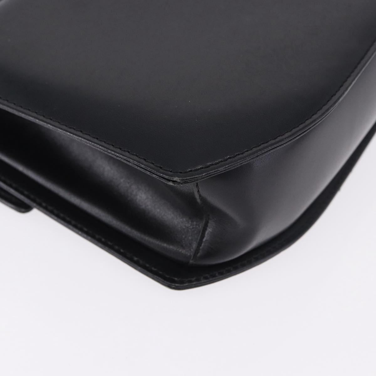 GIVENCHY Hand Bag Leather Black Gold Tone Auth 195382