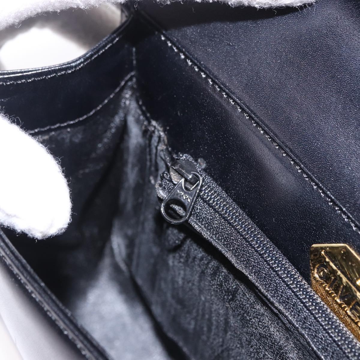 GIVENCHY Hand Bag Leather Black Gold Tone Auth 195382