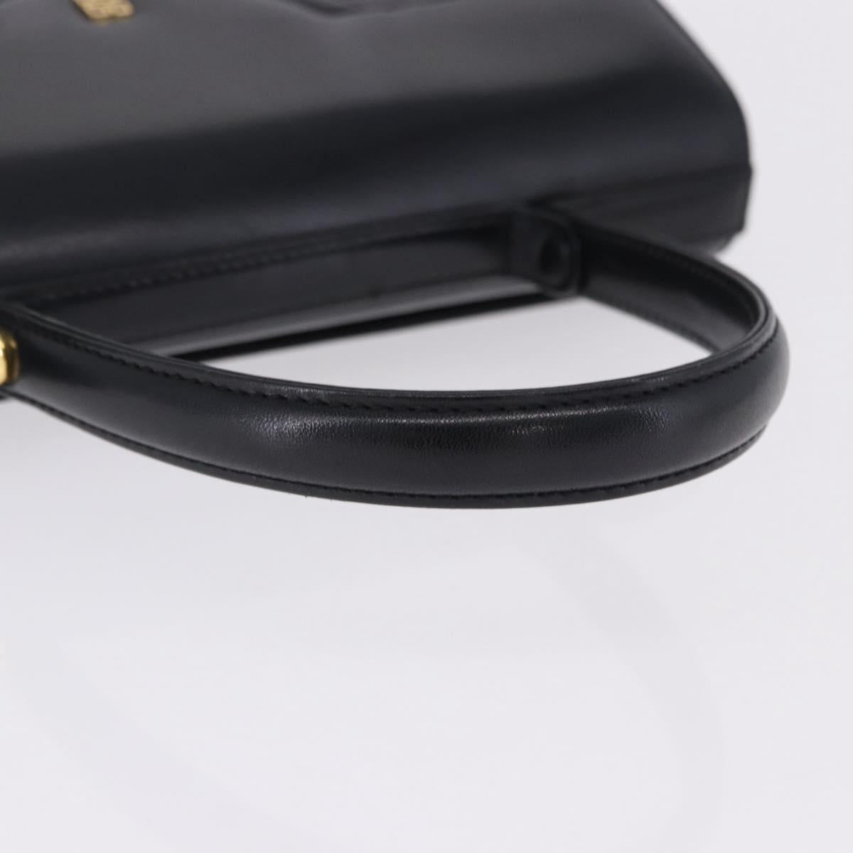 GIVENCHY Hand Bag Leather Black Gold Tone Auth 195382