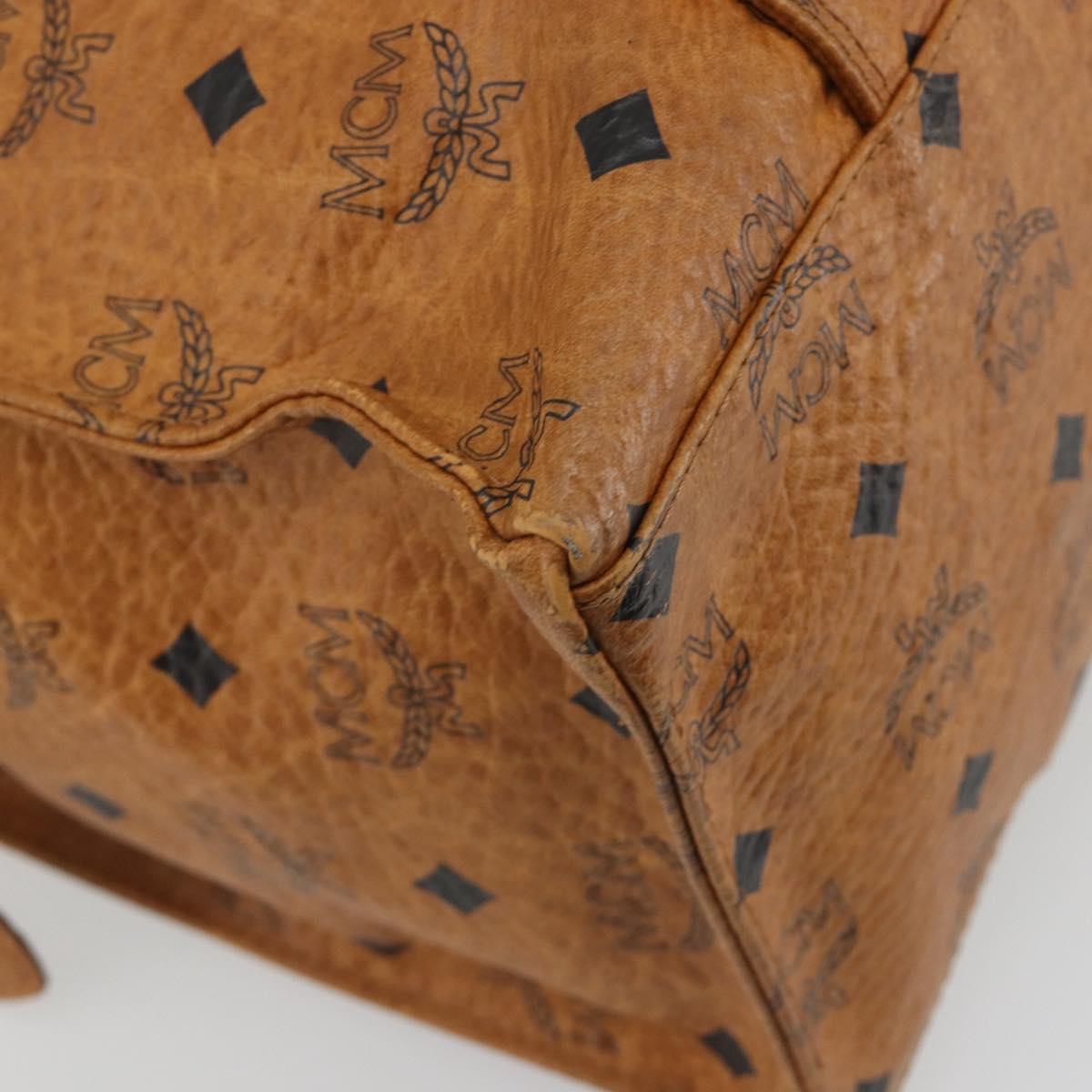 MCM Vicetos Tote Bag PVC Leather Brown Gold Tone Auth 195384