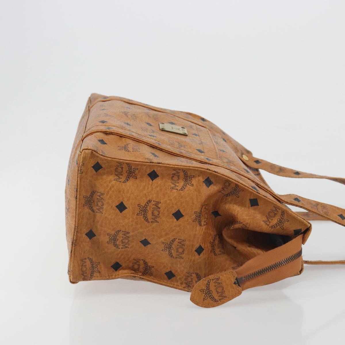 MCM Vicetos Tote Bag PVC Leather Brown Gold Tone Auth 195384