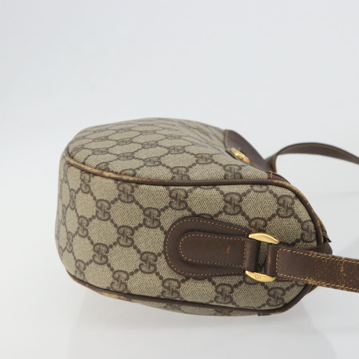 GUCCI GG Supreme Web Sherry Line Shoulder Bag PVC Beige 001 58 0918 Auth 195394