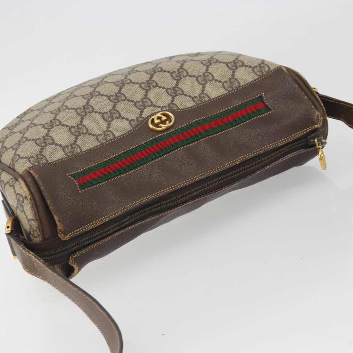 GUCCI GG Supreme Web Sherry Line Shoulder Bag PVC Beige 001 58 0918 Auth 195394
