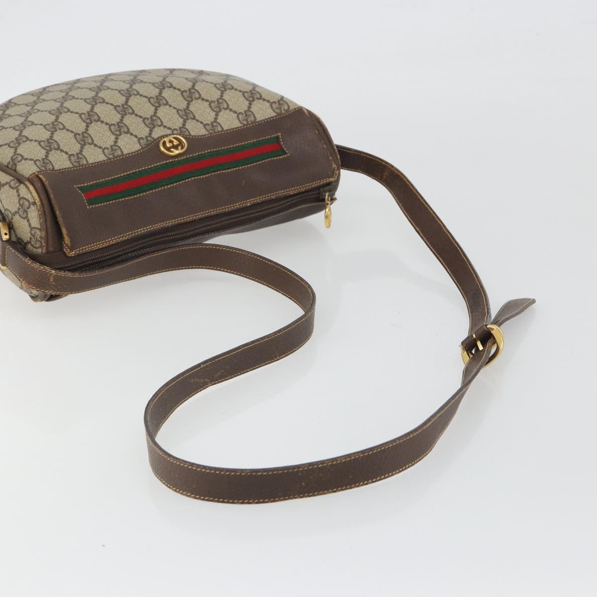 GUCCI GG Supreme Web Sherry Line Shoulder Bag PVC Beige 001 58 0918 Auth 195394