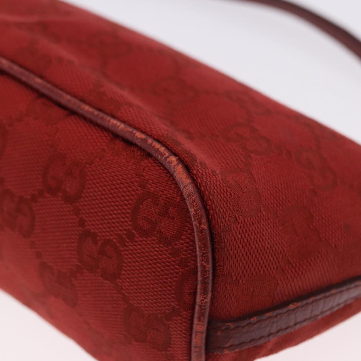 GUCCI GG Canvas Accessory Pouch Red Silver 07198 Auth 195395