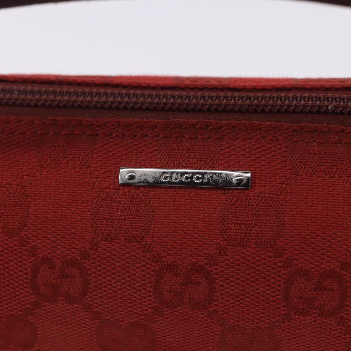 GUCCI GG Canvas Accessory Pouch Red Silver 07198 Auth 195395