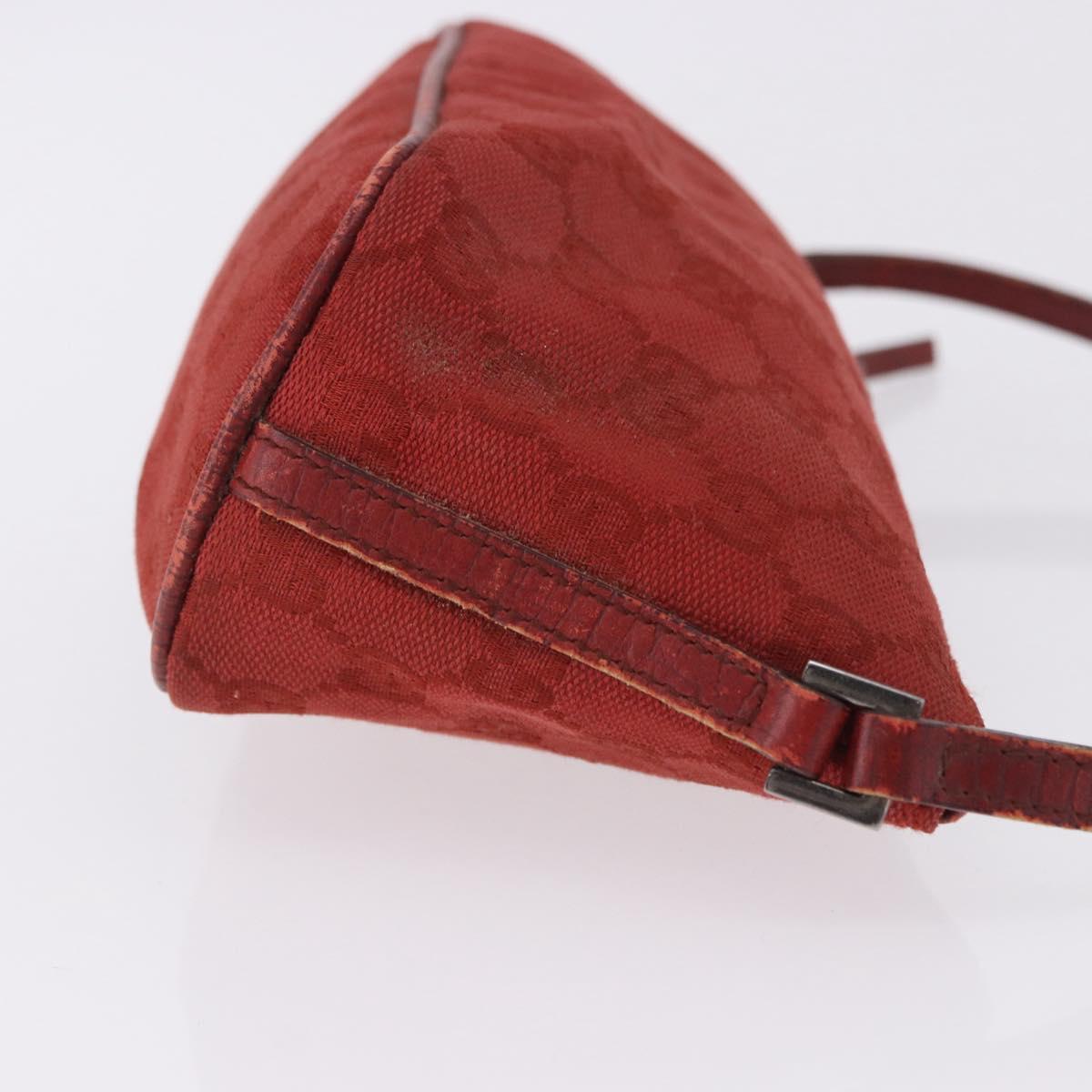 GUCCI GG Canvas Accessory Pouch Red Silver 07198 Auth 195395