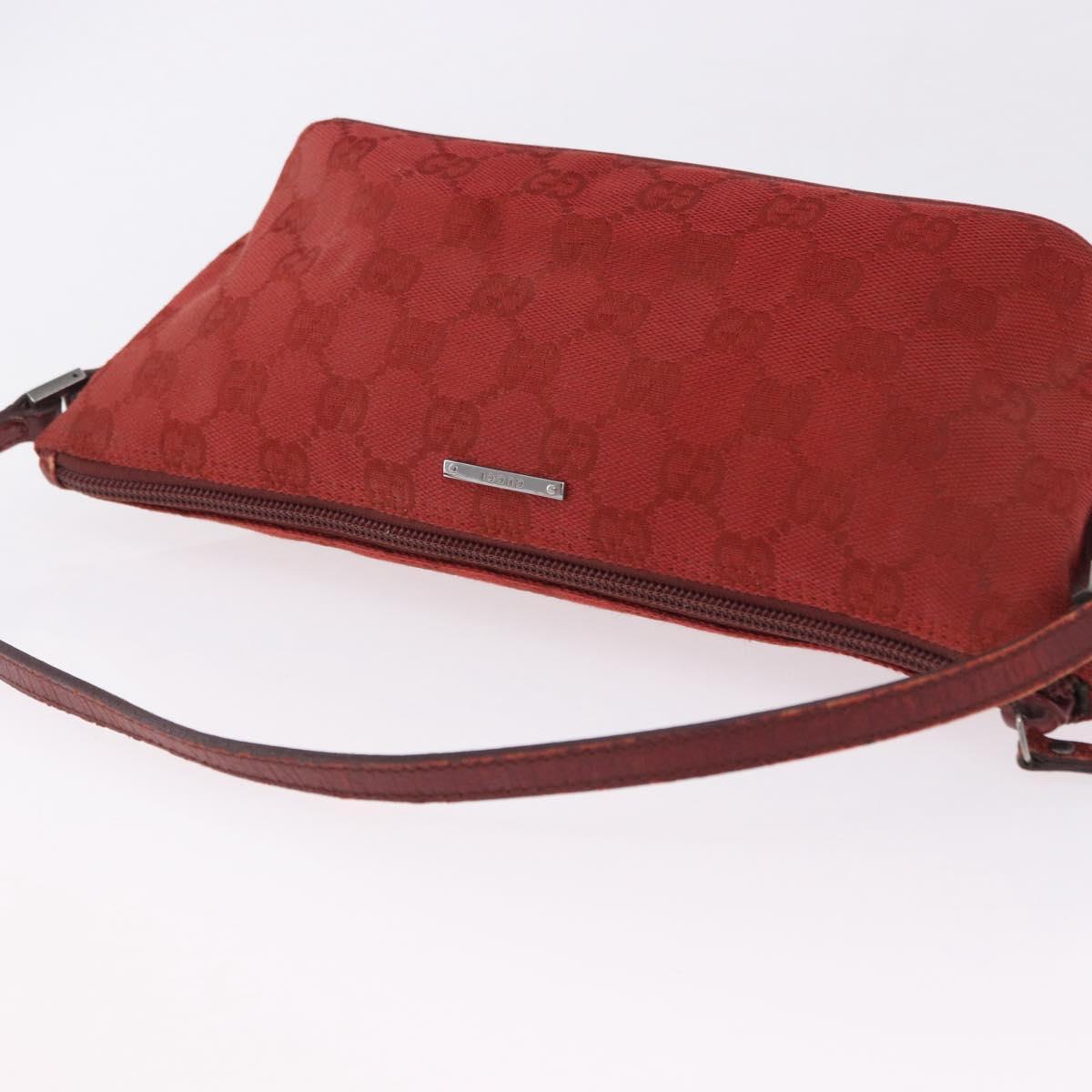 GUCCI GG Canvas Accessory Pouch Red Silver 07198 Auth 195395