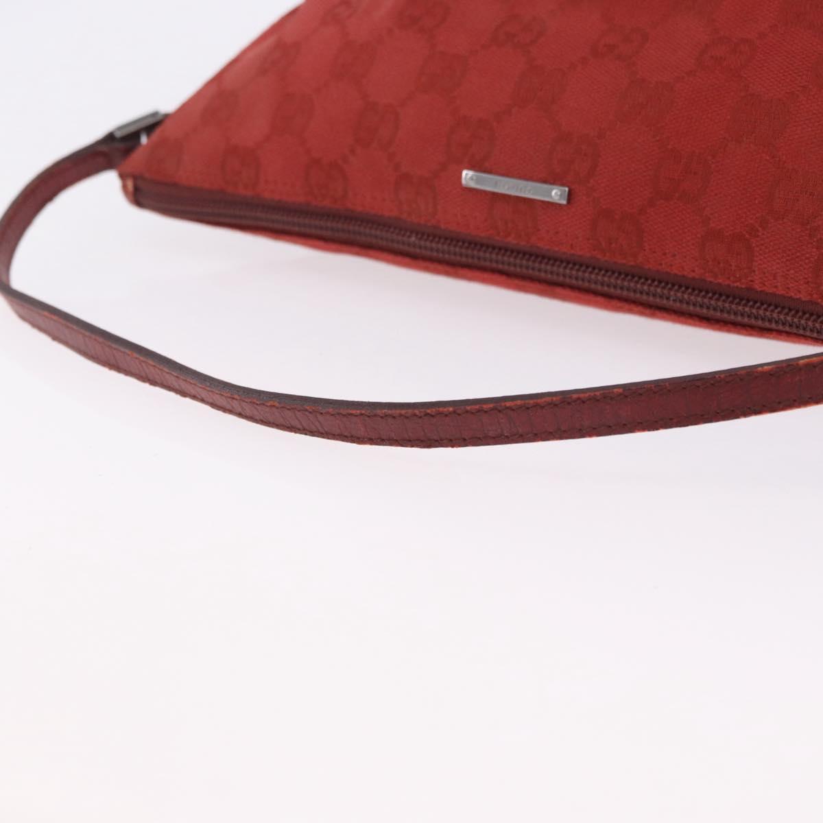 GUCCI GG Canvas Accessory Pouch Red Silver 07198 Auth 195395