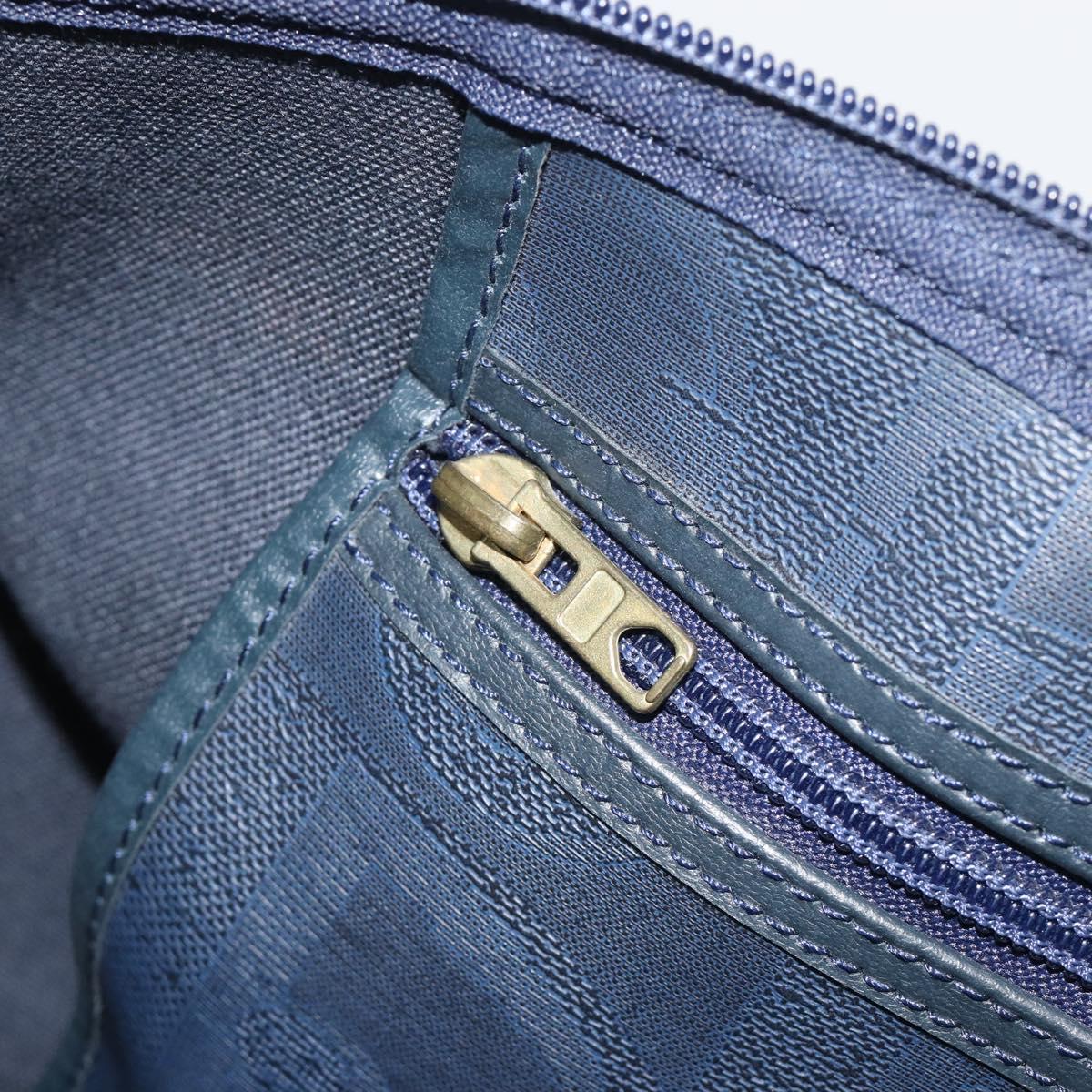 Christian Dior Trotter Boston Bag PVC Leather Navy Gold Tone Auth 195399A