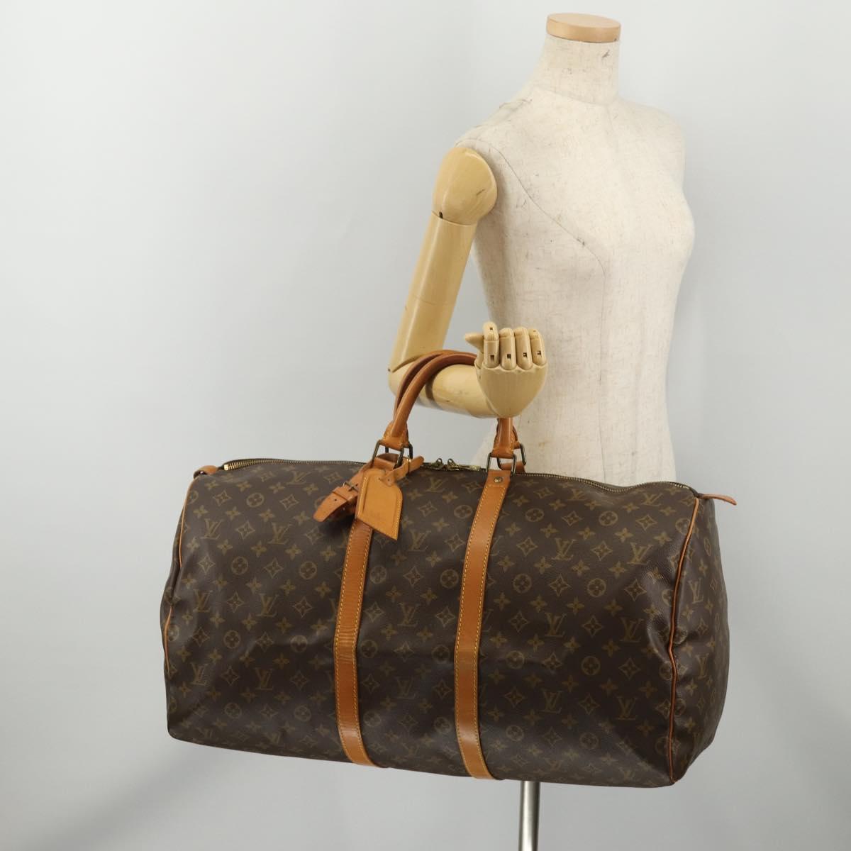 LOUIS VUITTON Monogram Keepall 55 Boston Bag M41424 LV Auth 195401
