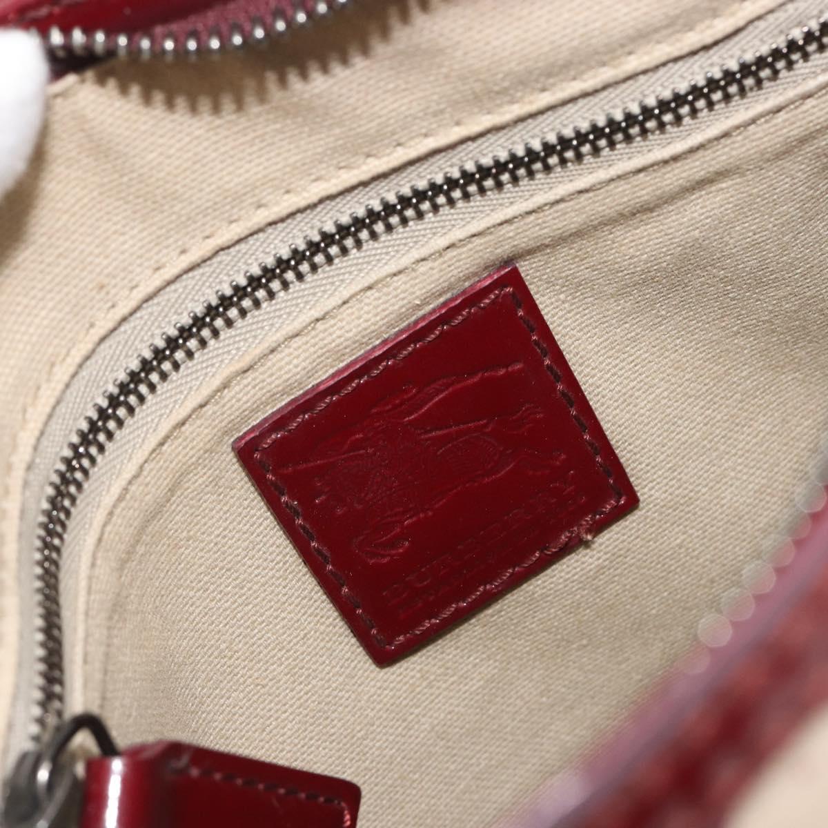 BURBERRY Nova Check Shoulder Bag PVC Leather Beige Red Auth 195410A