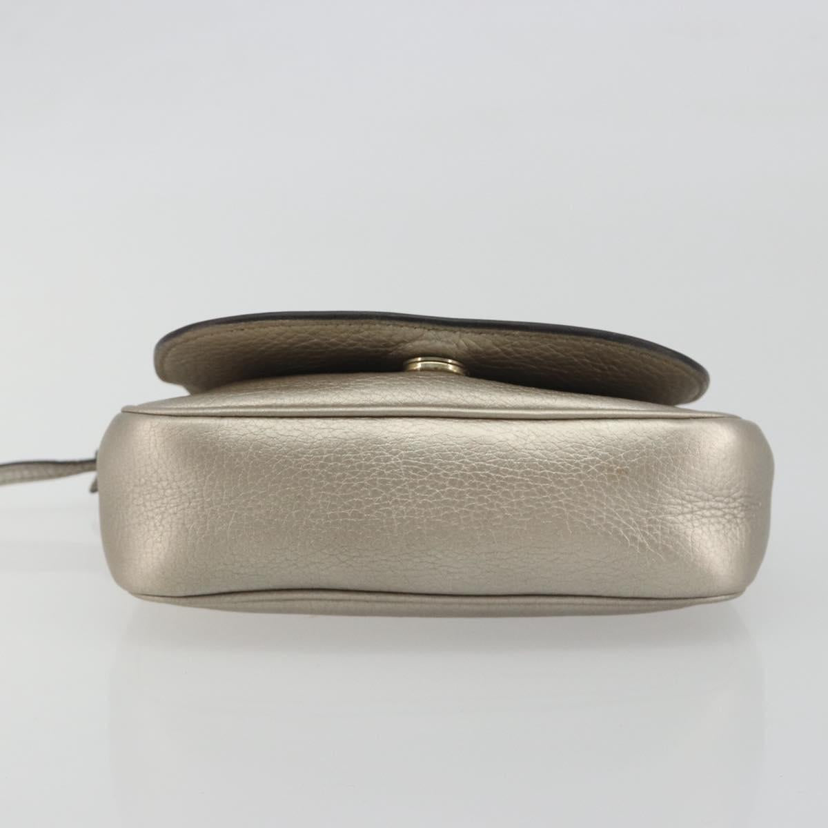 GUCCI Soho Chain Shoulder Bag Leather Silver Gold Tone 323190 Auth 195411V