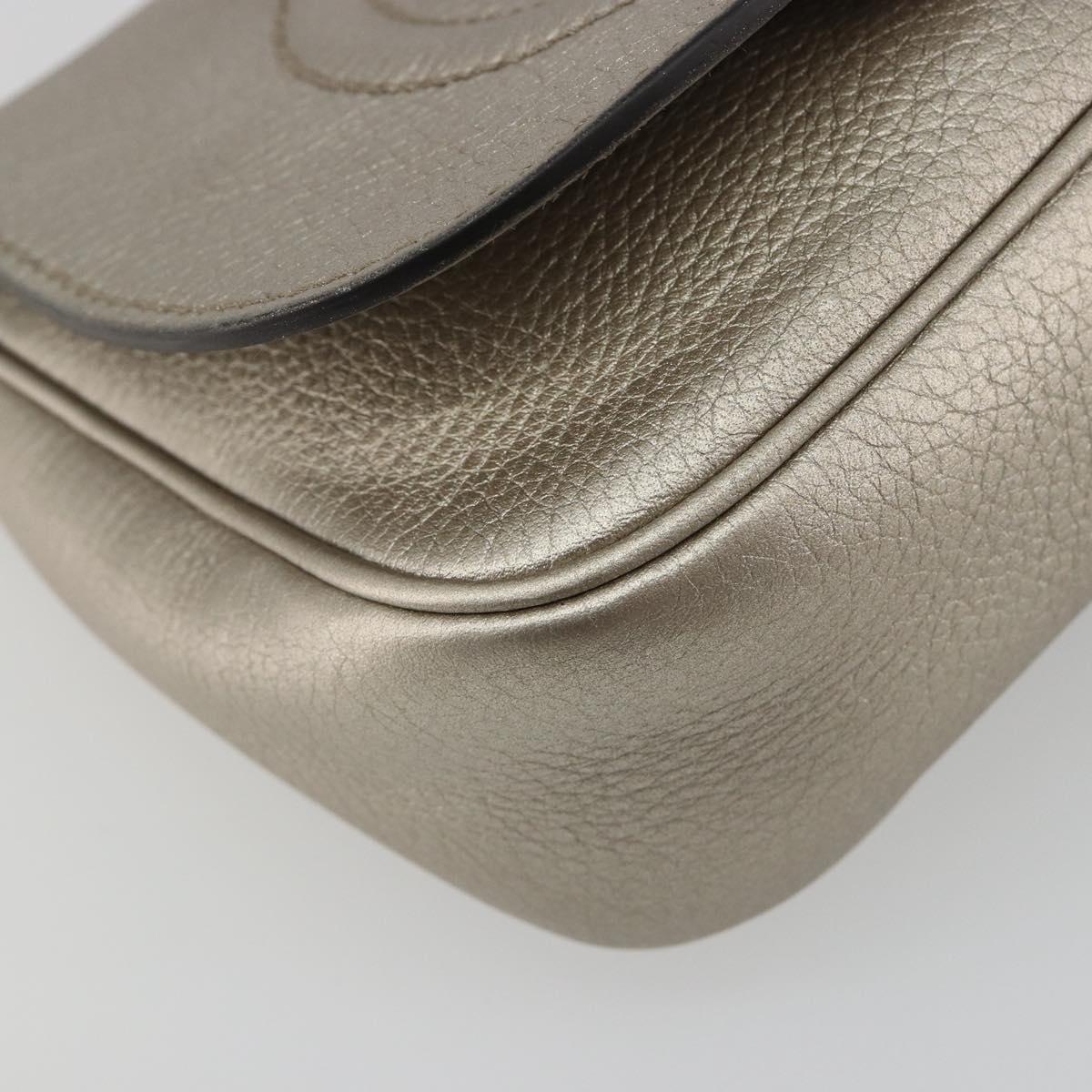 GUCCI Soho Chain Shoulder Bag Leather Silver Gold Tone 323190 Auth 195411V