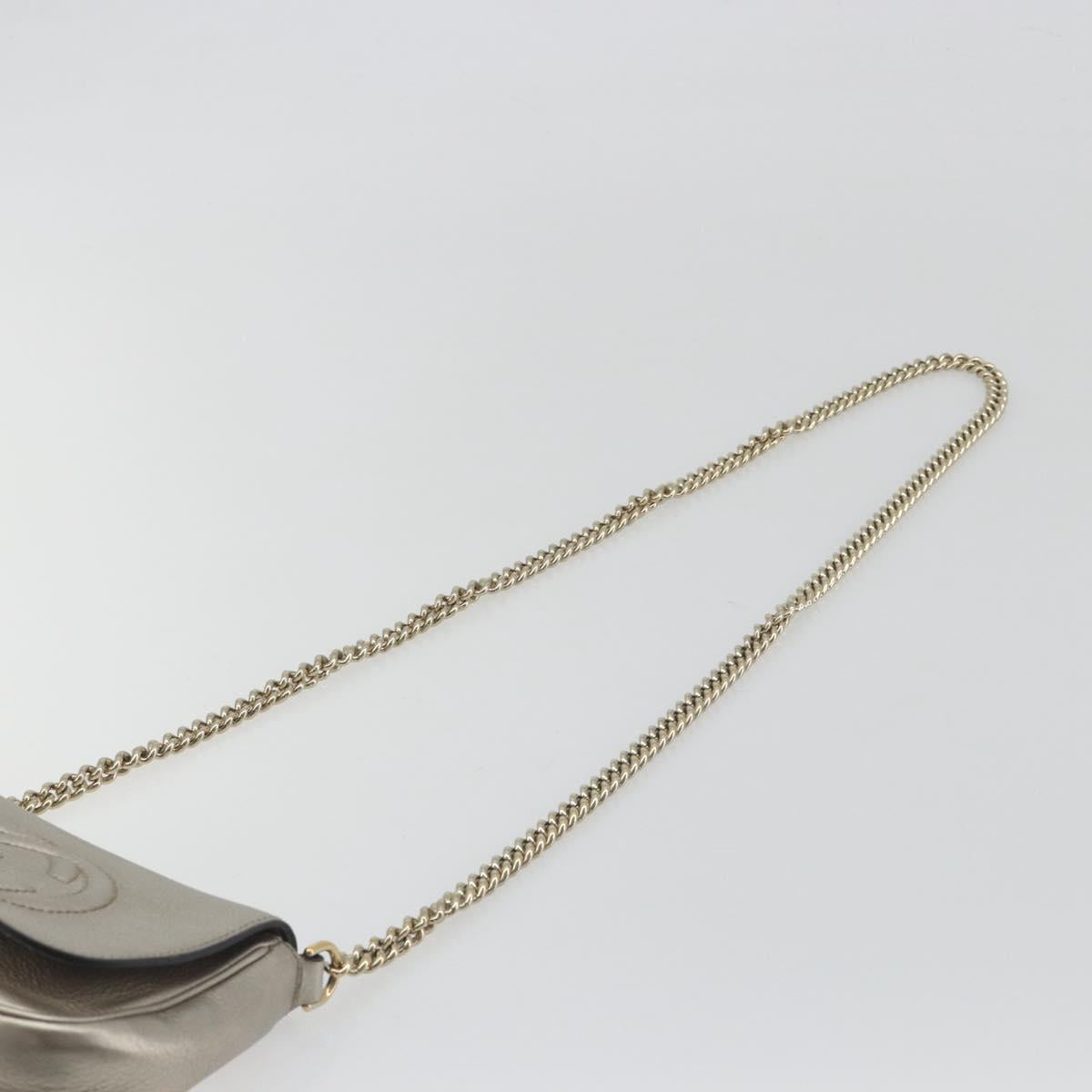 GUCCI Soho Chain Shoulder Bag Leather Silver Gold Tone 323190 Auth 195411V