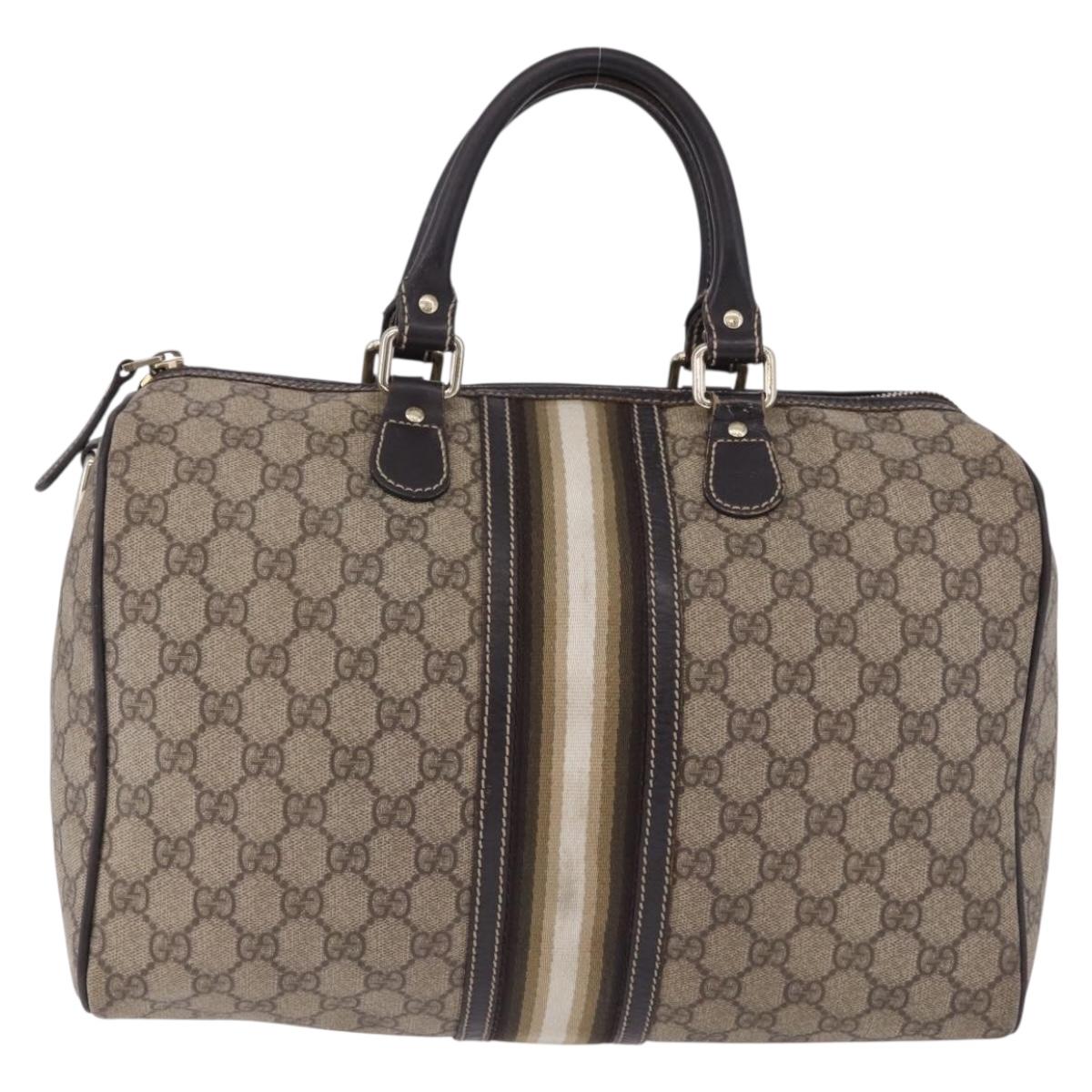 GUCCI GG Supreme Boston Bag PVC Leather Beige Gold Tone 189895 Auth 195412