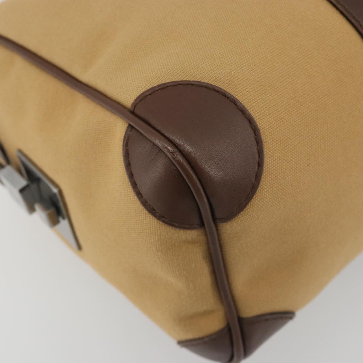 GUCCI Sherry Line Boston Bag Canvas Beige Silver 000 0851 Auth 195413A