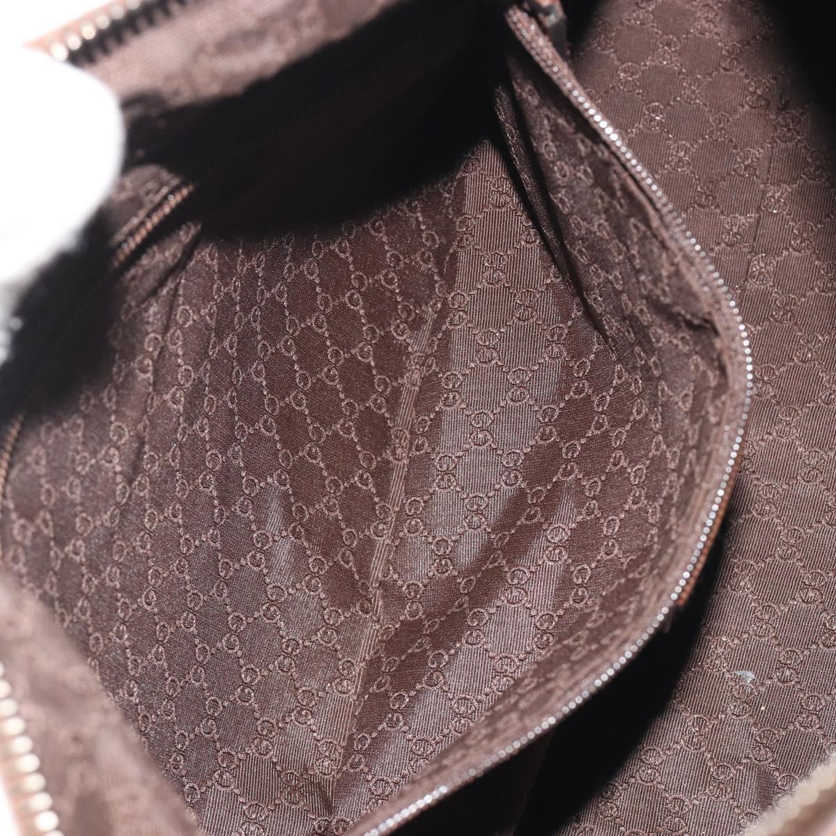 GUCCI Sherry Line Boston Bag Canvas Beige Silver 000 0851 Auth 195413A