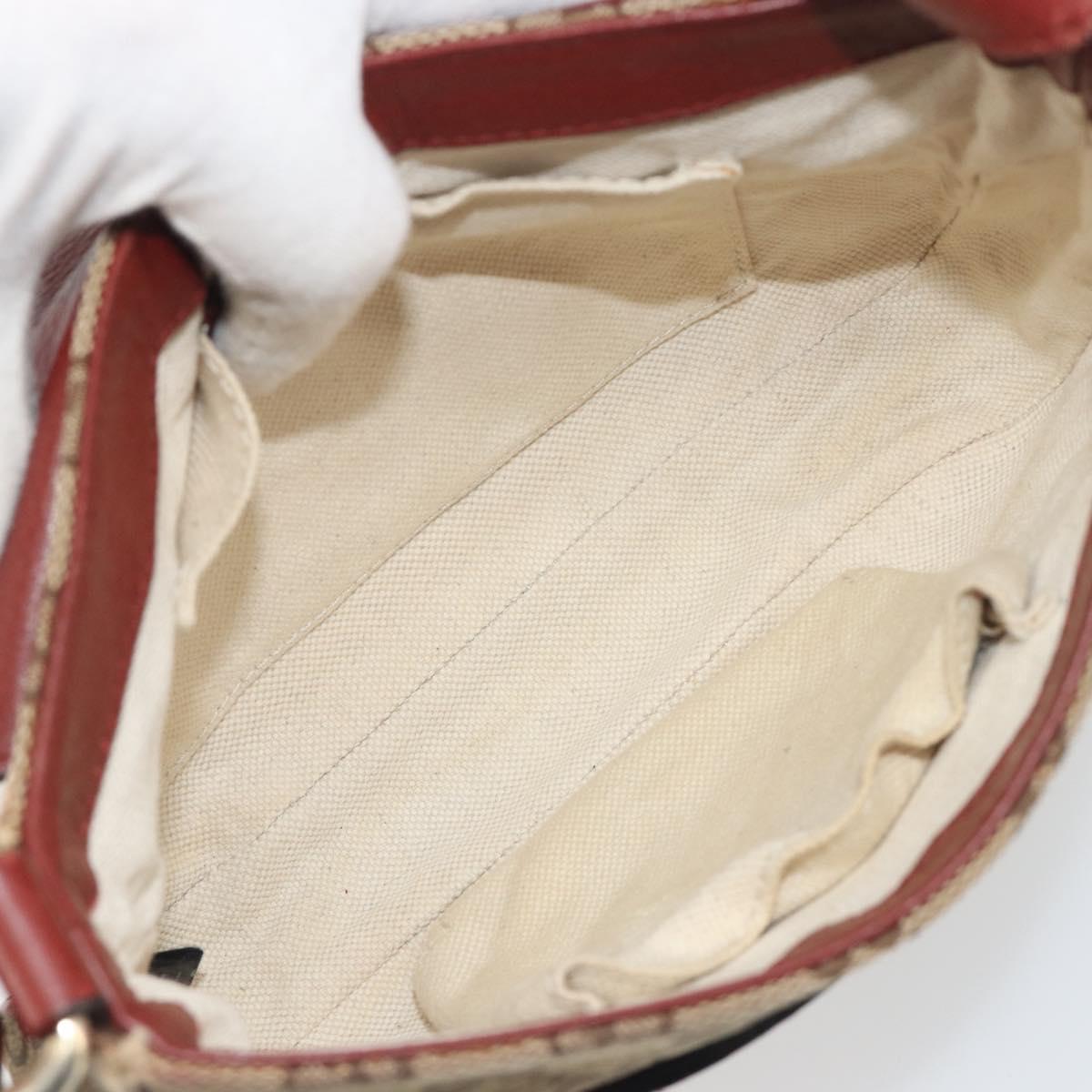 GUCCI GG Canvas Dressage Shoulder Bag Beige Gold Tone 296854 Auth 195417A