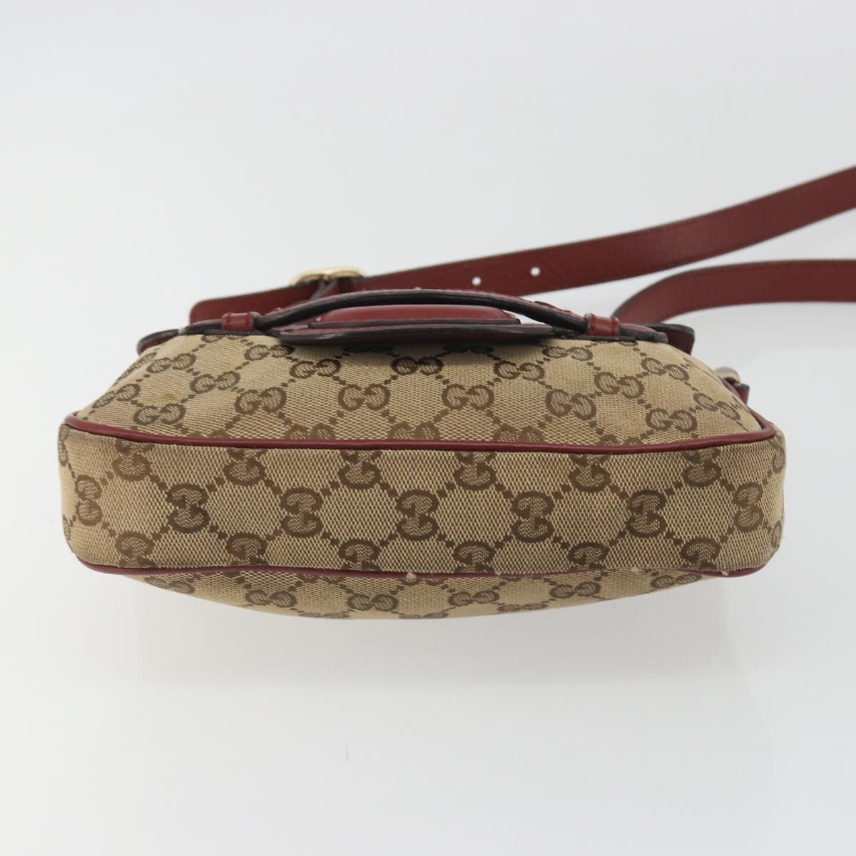 GUCCI GG Canvas Dressage Shoulder Bag Beige Gold Tone 296854 Auth 195417A