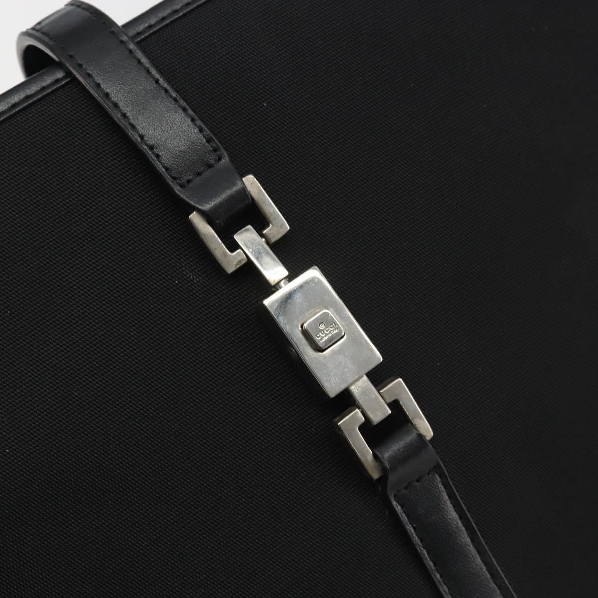GUCCI Jackie Hand Bag Canvas Black Silver 002 1065 Auth 195423A