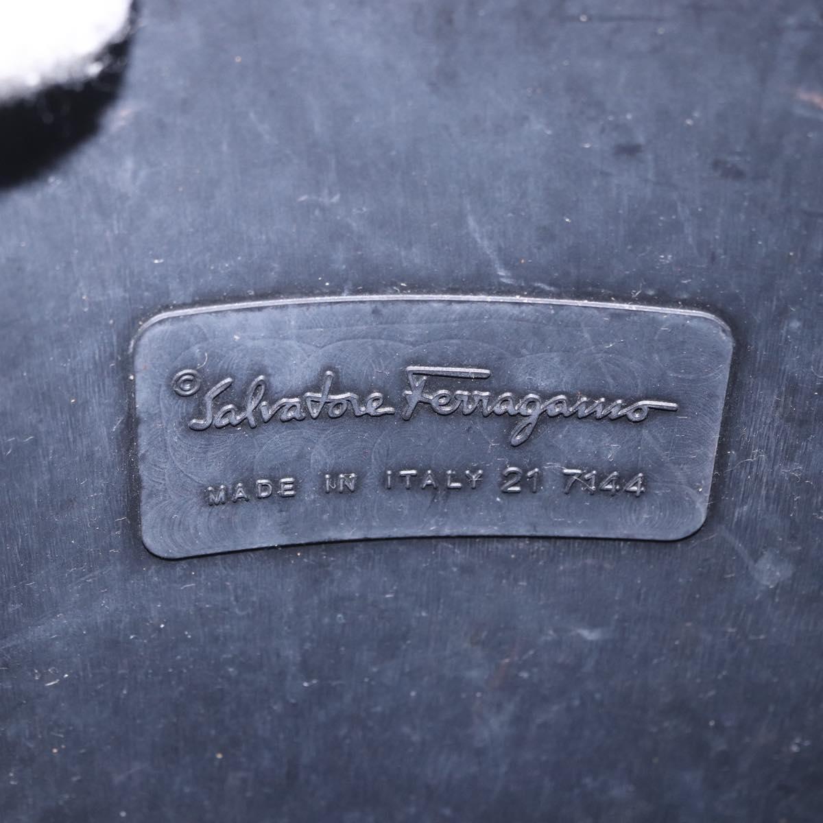 Salvatore Ferragamo Gancini Hand Bag Rubber Black Auth 195426A