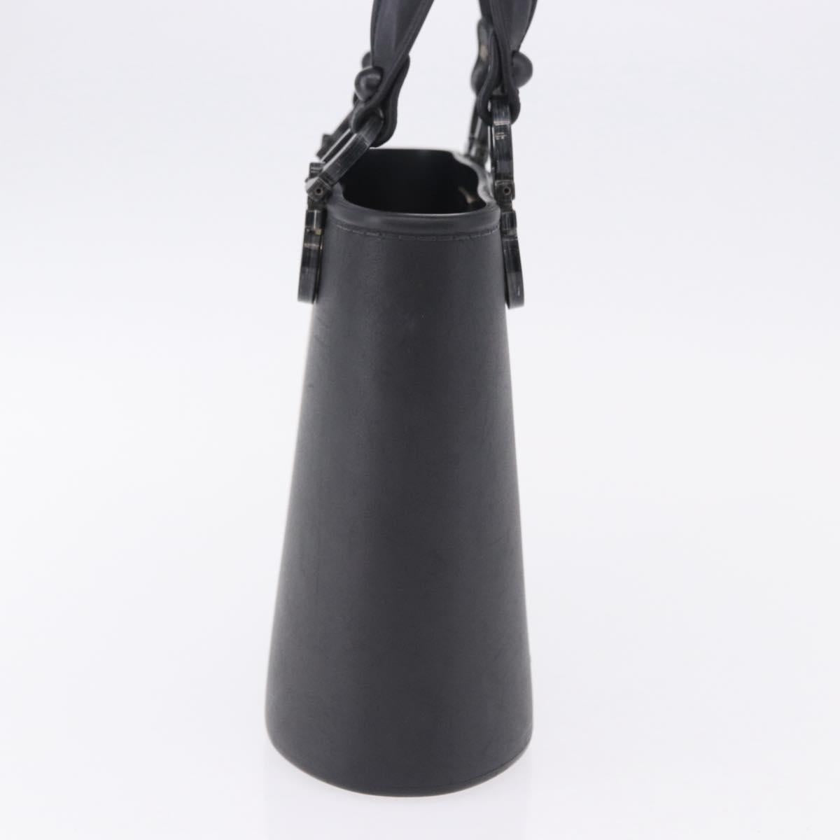 Salvatore Ferragamo Gancini Hand Bag Rubber Black Auth 195426A
