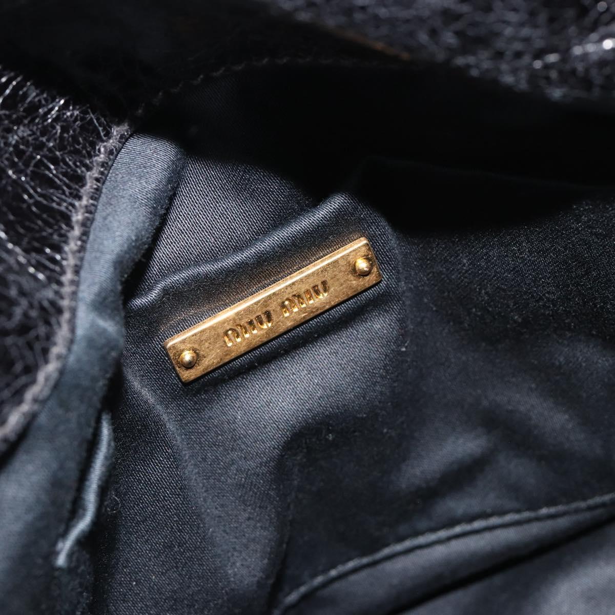 Miu Miu Hand Bag Leather Black Gold Tone Auth 195427