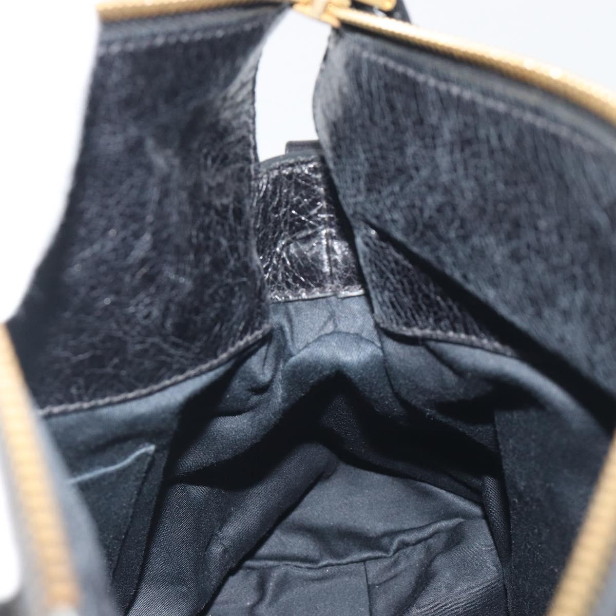 Miu Miu Hand Bag Leather Black Gold Tone Auth 195427
