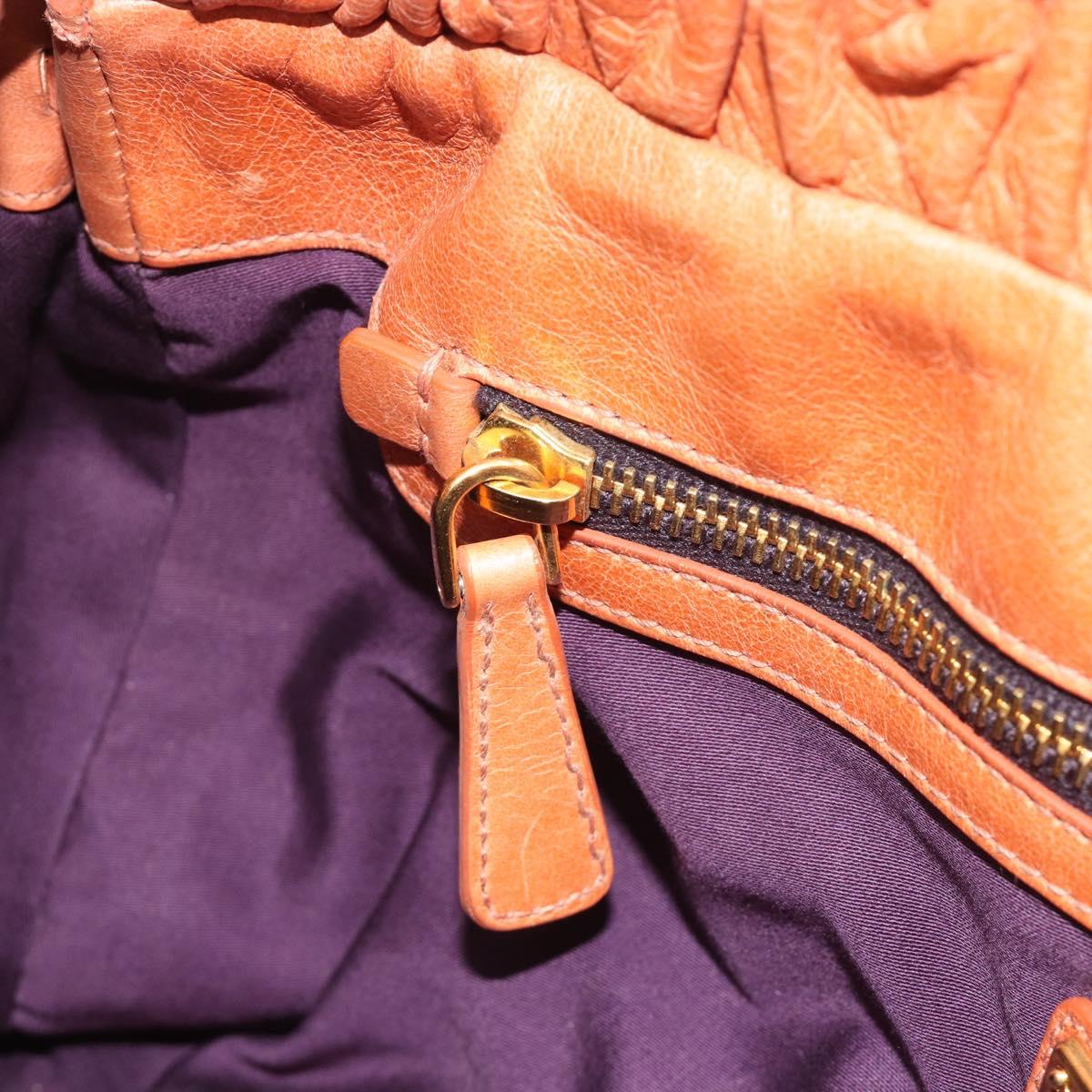 Miu Miu Hand Bag Leather Brown Gold Tone Auth 195428V