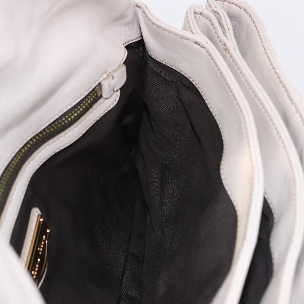 Miu Miu Chain Shoulder Bag Leather Beige Gold Tone Auth 195430A