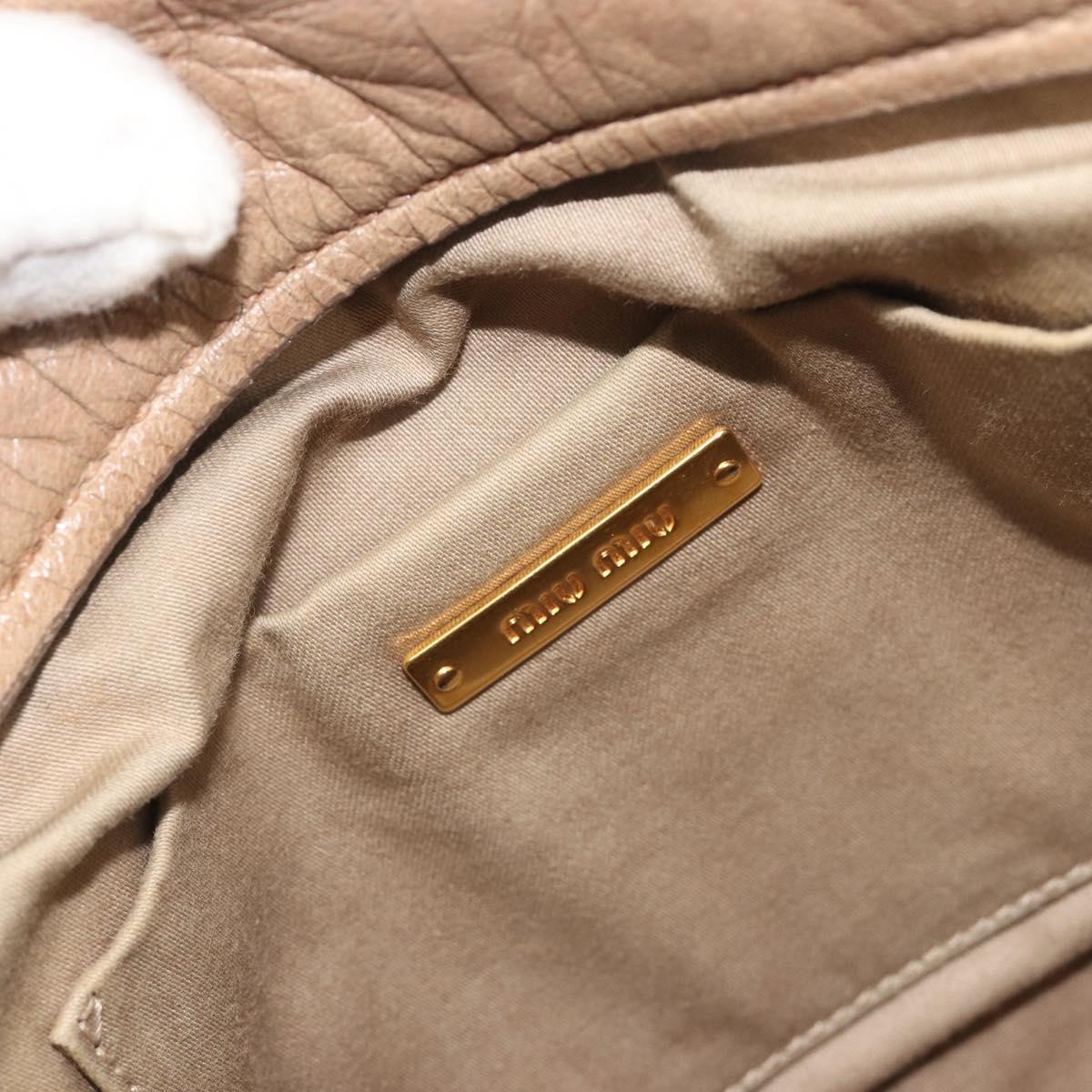 Miu Miu Hand Bag Leather Beige Gold Tone Auth 195433