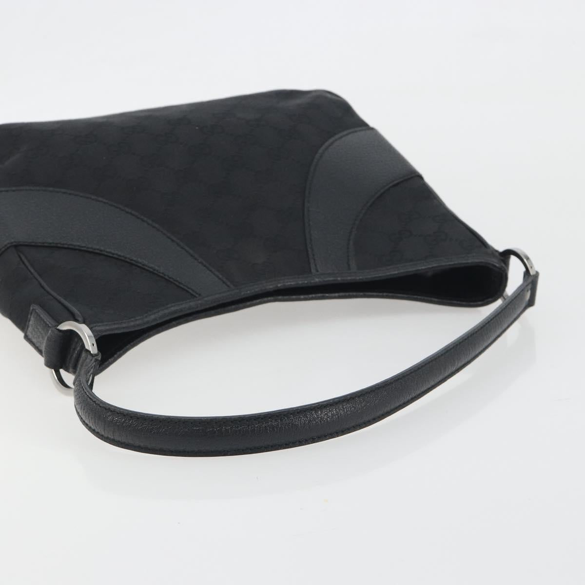 GUCCI GG Canvas Shoulder Bag Black Silver 113012 Auth 195436V