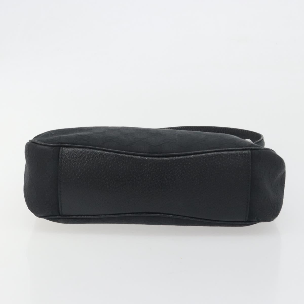GUCCI GG Canvas Shoulder Bag Black Silver 113012 Auth 195436V