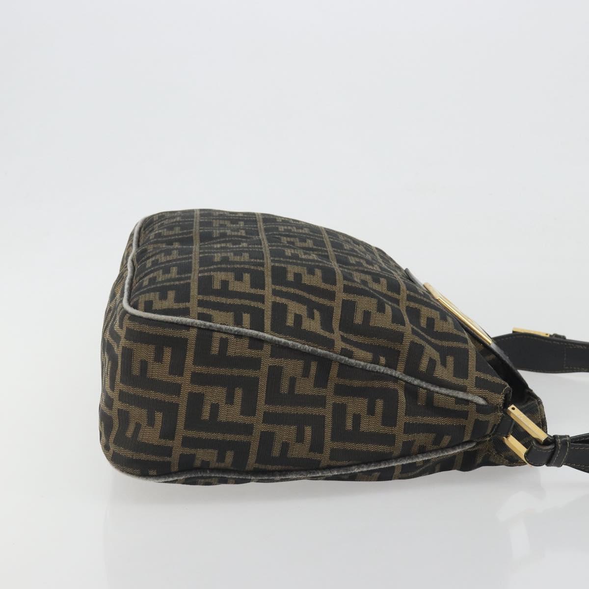 FENDI Zucca Canvas Mamma Baguette Shoulder Bag Brown Gold Tone Auth 195437