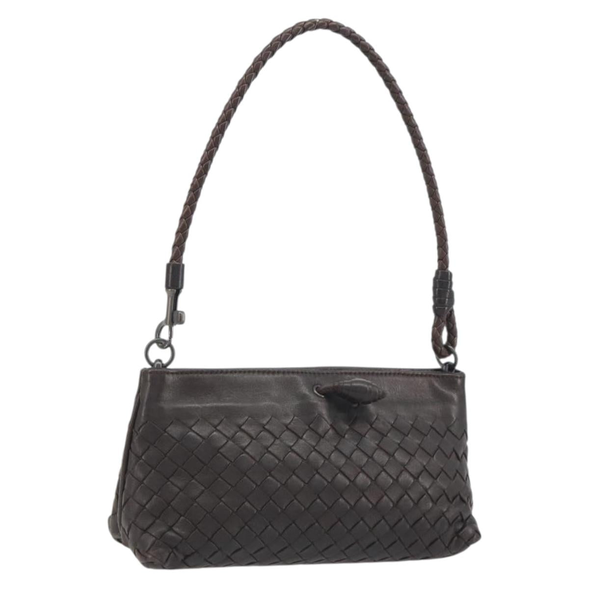 BOTTEGA VENETA INTRECCIATO Accessory Pouch Leather Brown Auth 195438V