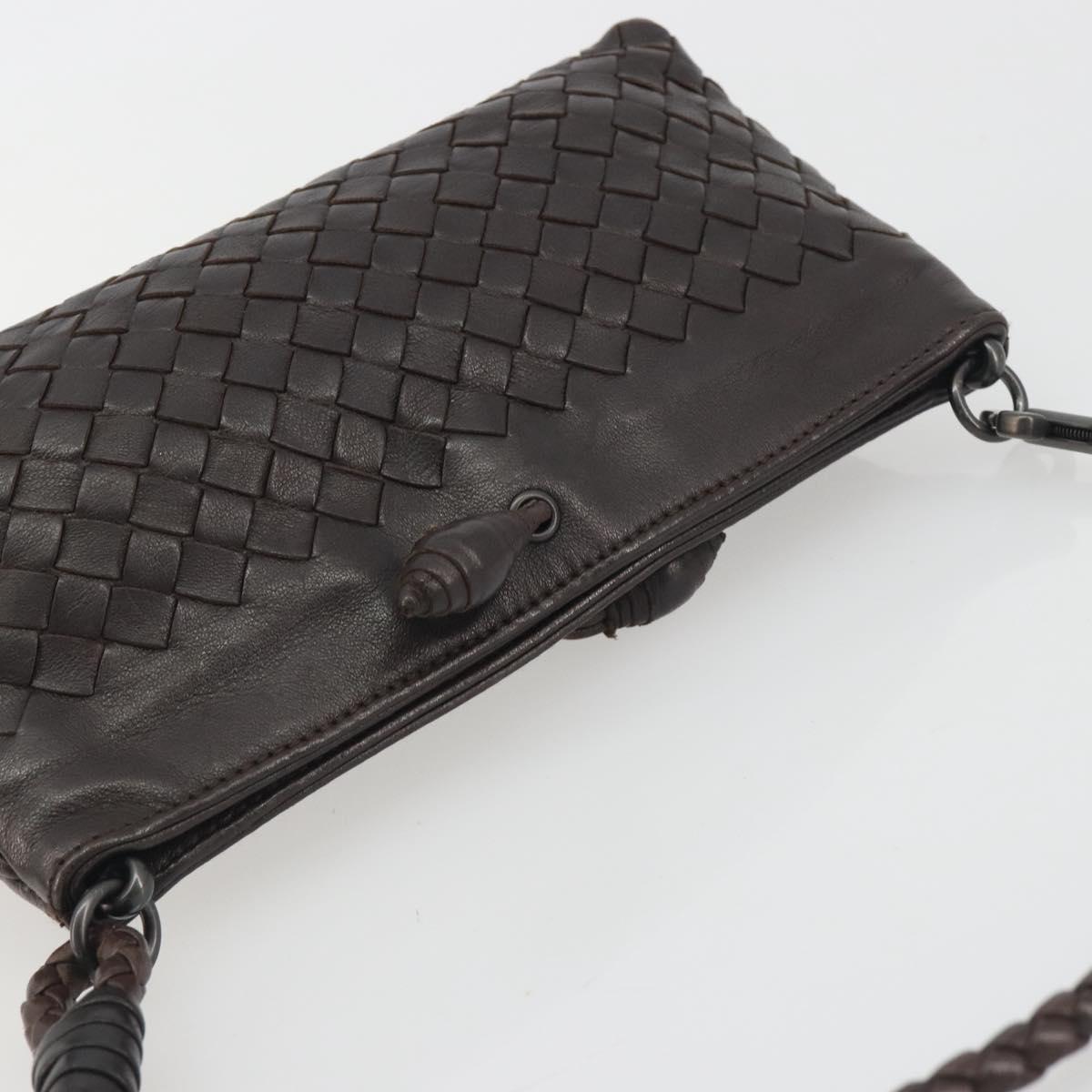 BOTTEGA VENETA INTRECCIATO Accessory Pouch Leather Brown Auth 195438V
