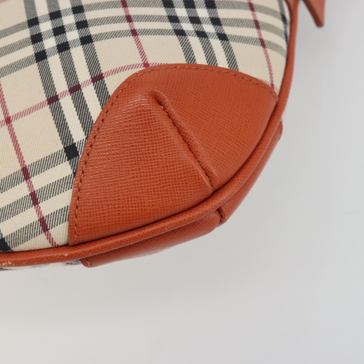 BURBERRY Nova Check Shoulder Bag Canvas Beige Orange Auth 195441V