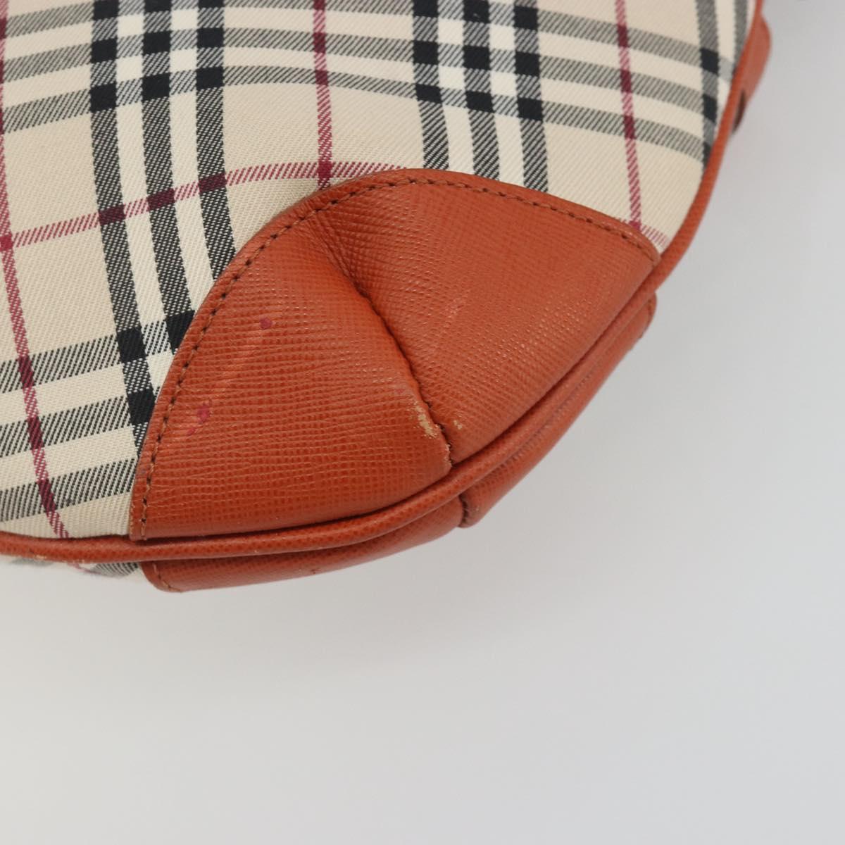BURBERRY Nova Check Shoulder Bag Canvas Beige Orange Auth 195441V