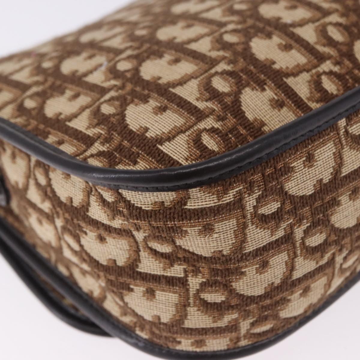 Christian Dior Trotter Canvas Shoulder Bag Beige Gold Tone Auth 195442A